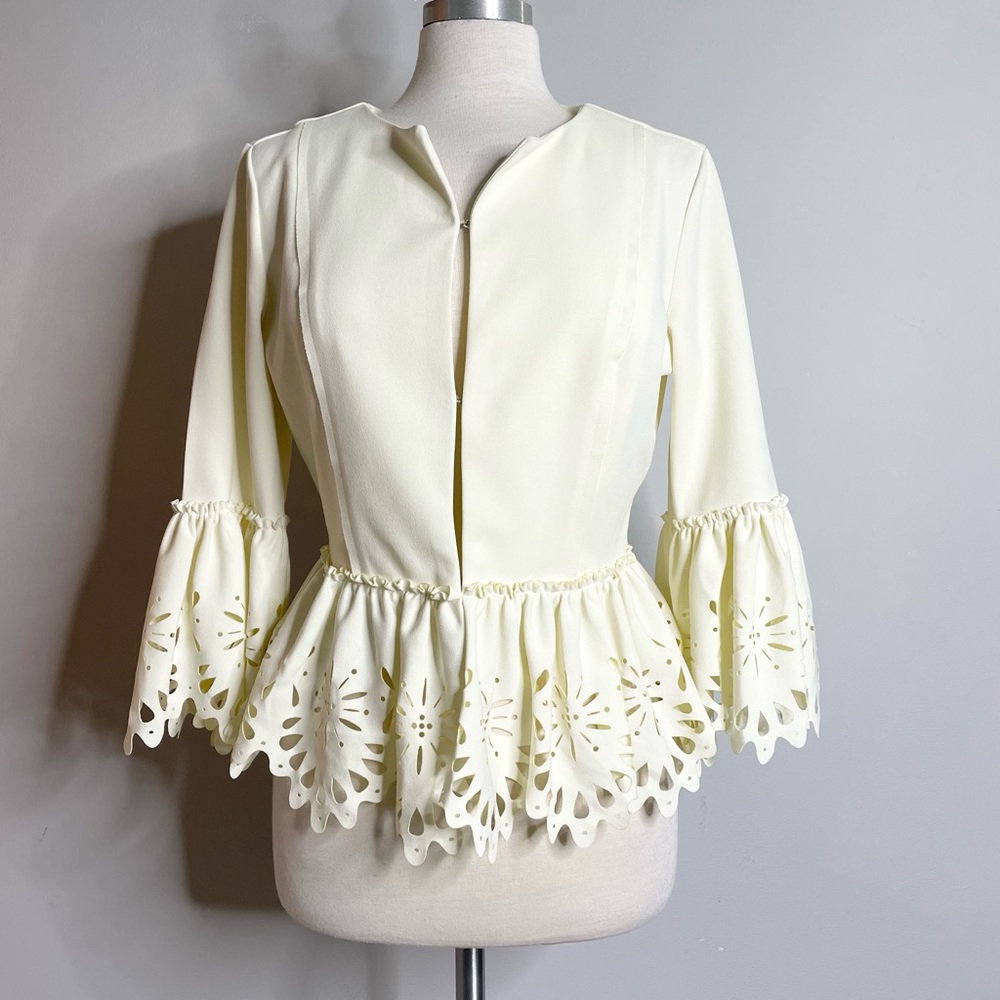 MARC BOUWER UNLIMITED Eyelet Peplum Jacket